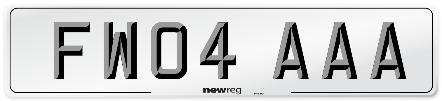 FW04 AAA Number Plate from New Reg